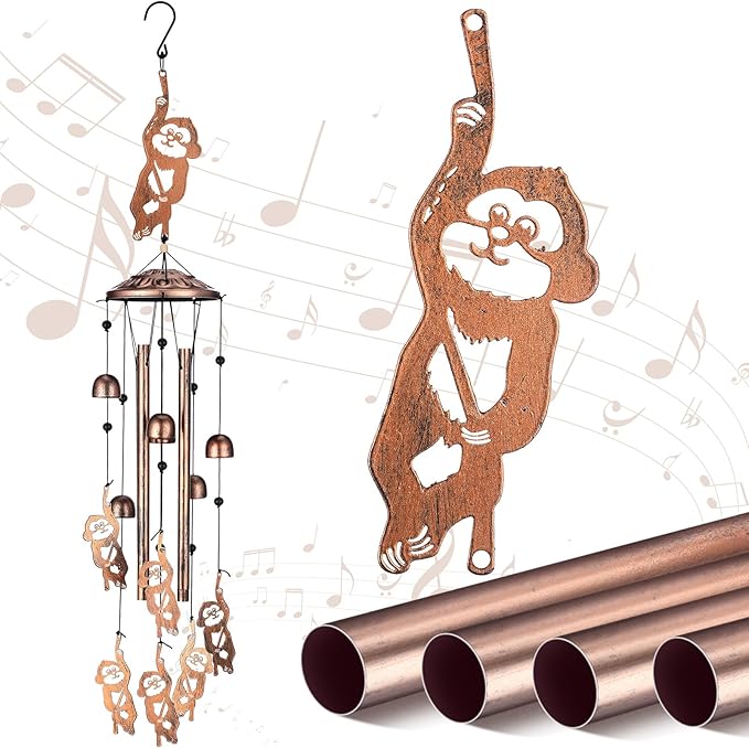 VioraWhite Monkey Wind Chimes Decoration for Outside Metal Windchimes Monkey Gifts for Women Men Wind Chime Garden Decor Outdoor, Memorial Housewarming Festival Birthday Gifts Front Yard Decor