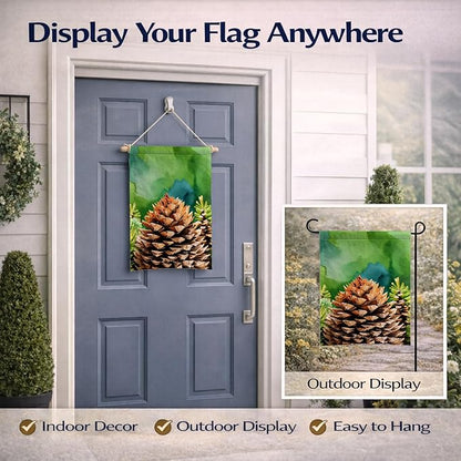 Caroline's Treasures Maine White Pine Cone and Tassels in Watercolor Garden Flag Mailbox Flag Decorative Yard Flag Banner Outside Patio Artwork Yard Flower Beds, Garden Size, Multicolor