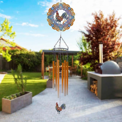 Wind Chimes with Rooster Wind Spinner, Chicken Gifts for Men, Women, Retirement, Teacher, Parents - Outdoor Hanging Decor Clearance for Garden, Patio, Backyard Or Porch