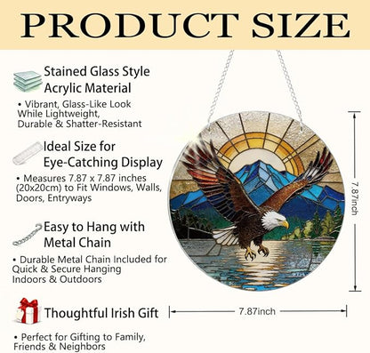 Bald Eagle Acrylic Suncatcher, Animal Hanging Suncatcher, Indoor Window Wall Art, Nature Acrylic Window Hanging, Christmas Decor, Housewarming Gift, Eagle Lover Gift for Women Men