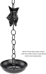 Fish Black Aluminum 8.5 ft. Rain Chain with Gutter Installation Clip by Good Directions