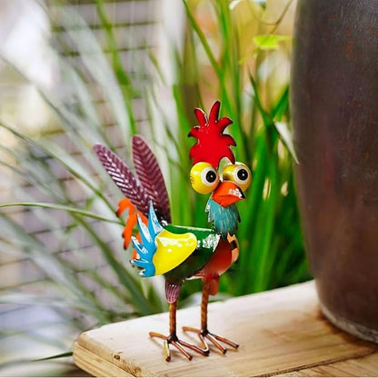 Garden Rooster Statues, Outdoor Animal Sculpture,Small Garden Rooster Decoration, Metal Rooster Statues, Lawn Ornaments,Chicken Ornament for Backyard Patio Lawn Decoration, 19 x 8 x 22cm