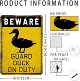 snowsun Beware Guard Duck on Duty Funny Metal Signs Vintage Tin Sign for Home Yard Farm Street Fence Wall Decoration 8×12 Inches