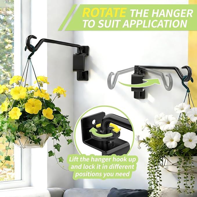 12 Inch Plant Hangers Outdoor,Plant Hooks for Hanging Plants Baskets Bracket Wall,2 Pack Swivel Plants Hanging Hooks Hanger Baskets for Bird Feeder Wind Chime Flower Lantern for Outside