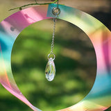 In the Breeze 9158 — Striped Iridescent Mylar Spin Quartet with Crystal — Colorful Suncatcher Wind Spinner for Yards and Gardens with Plastic Crystal…
