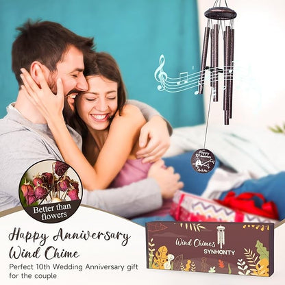 10th Anniversary Wind Chimes Gifts for Men Women, Romantic 10 Year Anniversary for Couples, Parents, Wife, Husband, Friends, Happy Anniversaries Decorations