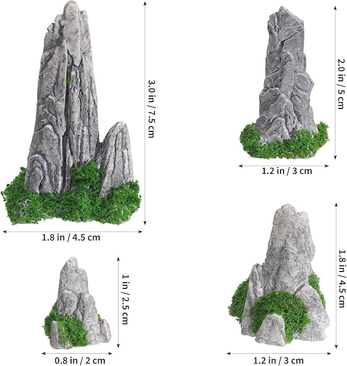 GANAZONO Mini Rockery Decoration Miniature Zen Garden Mountain Decor 8Pcs Bonsai Ornament Accessories Mini Bonsai Figurines Ornament Plant Pot Terrarium Decor