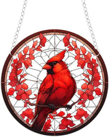 1 pcs 5.9'' Acrylic Window Hanging Cardinal Suncatcher Decor,Red Bird Suncatcher Panel Outdoor Wall Art Stained Panel Hangings Gift for Home Garden Ornament for Birds Lover (Style B)
