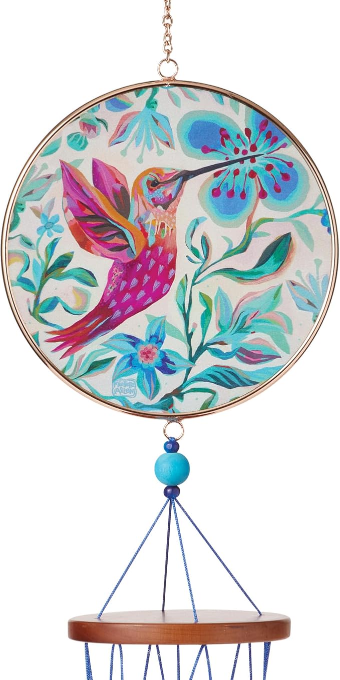 Enesco Allen Designs Hummingbird Hanging Wind Chime, 28 Inch, Multicolor