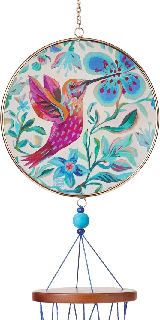 Enesco Allen Designs Hummingbird Hanging Wind Chime, 28 Inch, Multicolor