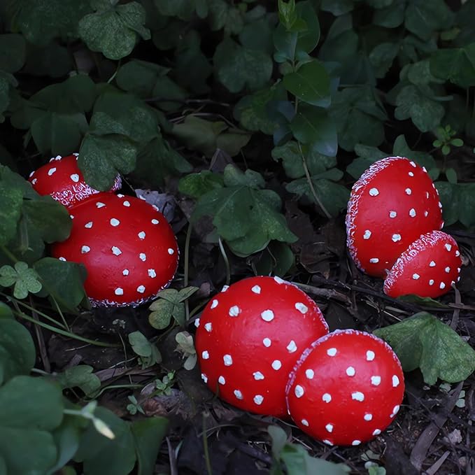 OwMell Glow in The Dark Mushroom, Set of 3 Mushroom Decor Decorations for Garden Yard, Mushroom Tree Decorations Outdoor, Mushroom Statue Figurines, Fairy Garden Decor Accessories - Tree Hugger