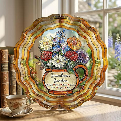 Personalized Mother's Day Wind Spinner for Mom Grandma, Mama Grandma Gifts Mothers Day Christmas, Floral Garden Decor Gift, Outdoor Yard Hanging Ornament 5