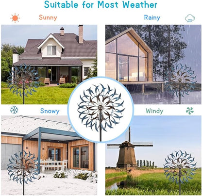 VEWOGARDEN Large Wind Spinners Outdoor, Metal Wind Sculptures & Spinners 360 Degrees Kinetic Wind Spinners for Yard and Garden 64 * 15.7 Inches