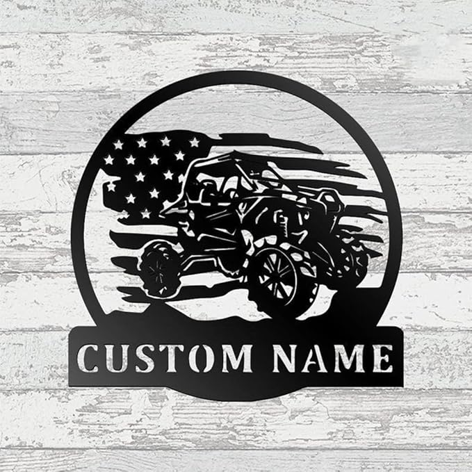 Custom US Bike Metal Wall Art, Customized Family Name Wall Decor, Rustic Home Decor, Monogram Wall Sculpture, Porch Decorations Outdoor/Gift-328