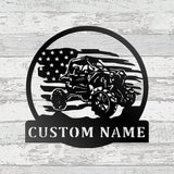 Custom US Bike Metal Wall Art, Customized Family Name Wall Decor, Rustic Home Decor, Monogram Wall Sculpture, Porch Decorations Outdoor/Gift-328