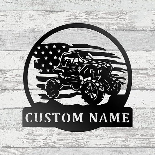 Custom US Bike Metal Wall Art, Customized Family Name Wall Decor, Rustic Home Decor, Monogram Wall Sculpture, Porch Decorations Outdoor/Gift-328