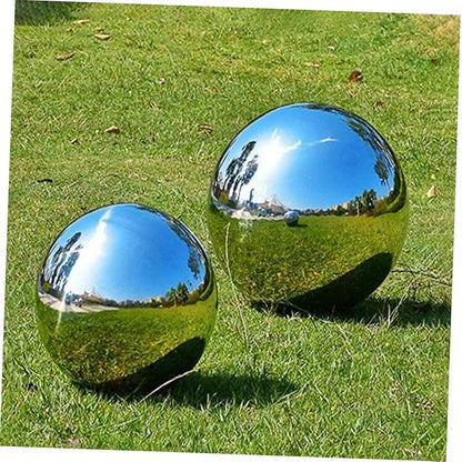8-Inch Gazing Ball Mirror Polished Stainless Steel Garden Sphere, 304 Grade Reflective Globe for Outdoor Yard Decor, Weather Resistant Hollow Floating Ball for Patio Pond Landscape, Silver