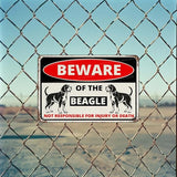 Beware Of The Dog Beagle Sign Aluminum Metal Tin Signs Outdoor Yard Sign Warning Sign For Fence Yard Home Kitchen Farm Garden Wall Decor 8x12 Inch