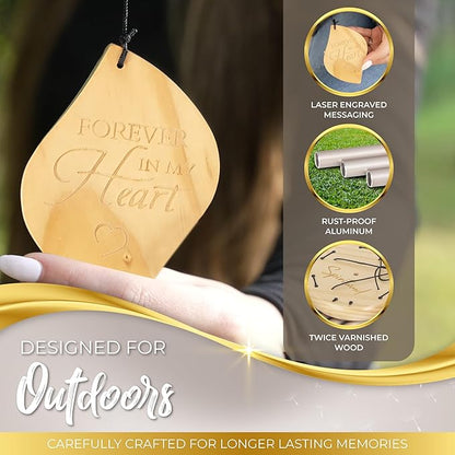 Beautifully Packaged Pearl Memorial Wind Chimes for Loss of Loved One - Tranquil Sounding Sympathy Wind Chimes for Outside in Memory of a Loved One - Ideal as a Sympathy Gift & Memorial Gifts (32")