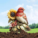 Garden Stake Decor, Acrylic 2D Flat Cute Animal Statue, Fairy Sculptures Ornament Indoor Outdoor Yard Lawn Pot Plant Decorative Accessories (Sunflower&Bird)
