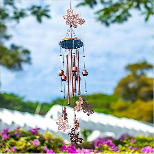 Bee Wind Chimes Outdoor Bee Gifts for Women Mom Men Dad Unique Birthday Metal Honeybee WindChimes for Outside/Indoors, Patio, Lawn, Yard, Home Decor, Outdoor Decor, Garden Decorations