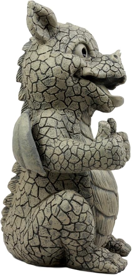 Ebros Whimsical Good Job Thumbs Up Dragon Garden Statue Faux Stone Resin Finish 10" H Dungeons and Dragons Mythical Fantasy Sculpture Guest Greeter Home Decor