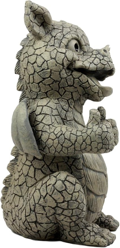 Ebros Whimsical Good Job Thumbs Up Dragon Garden Statue Faux Stone Resin Finish 10" H Dungeons and Dragons Mythical Fantasy Sculpture Guest Greeter Home Decor