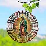 Virgin Mary Prayer Wind Spinner, Metal Wind Spinners Outdoor Indoor, Virgin Mary Hanging Garden Decor for Outside, Stainless Wind Spinners for Yard and Garden 10 inch 3D (25.76X25 CM)