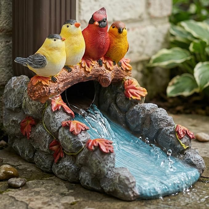 Birds Statue Gutter Downspout Extensions, Rain Gutter Downspout Splash Block Extender Cover Garden Yard Sculpture Decorative for 3" × 4" Downsout