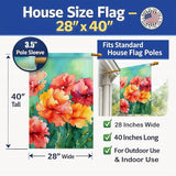 Caroline's Treasures Ohio Scarlet Carnations in Watercolor House Flag Large Porch Sleeve Pole Decorative Outside Yard Banner Artwork Wall Hanging, Polyester, House Size, Multicolor