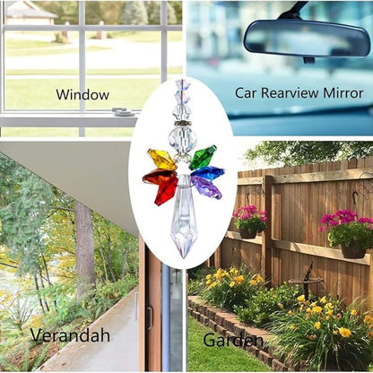 Rainbow Guardian Angel Crystal Suncatcher Hanging Ornament Glass Prism Rainbow Maker for Home Window Car Porch Decoration Spiritual Sun Catcher Gift for Mom Women Friends