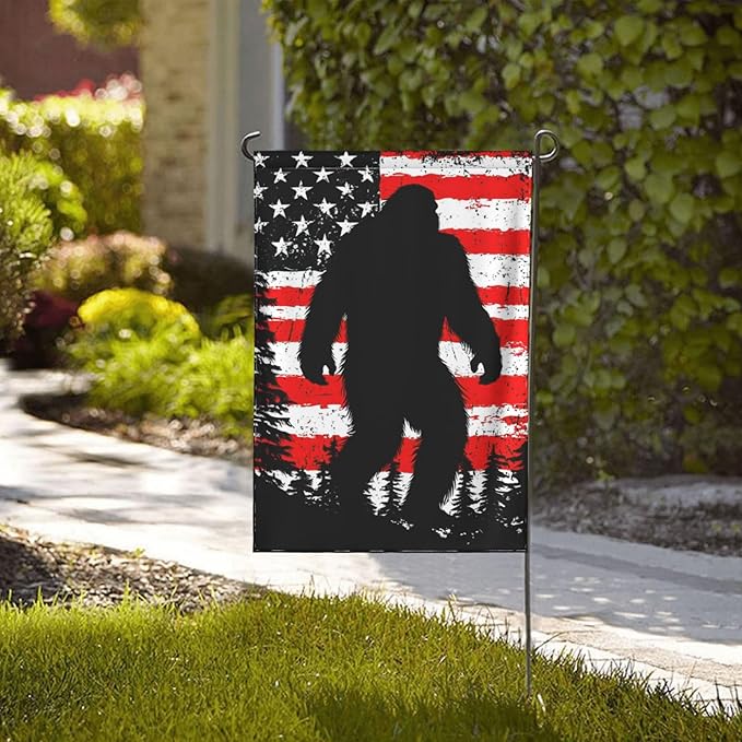 Bigfoot American Flag Garden Flags 12×18 Inch Double Sided Decorative Yard Banner for Outdoor Outside Decor