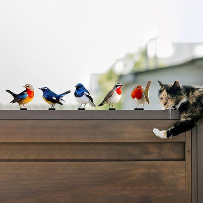 5 Pcs Vivid Bird Yard Decorations Natural Fence Decorations Outdoor Artificial Bird Color Painted 2D Sculptures for Outdoor Fences, Garden, Patio and Bird Lovers (Vivid Bird)