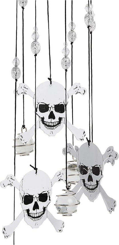 Spoontiques Skull and Crossbones Wind Chime - Outdoor Garden Décor - Decorative Chimes for Yard, Garden, Backyard and Patio Decoration