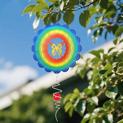 Wind Spinners Outdoor, 12In Stainless Steel Spinfinity Wind Spinner, Wind Chimes for Outside, 3D Kinetic Hanging Sculpture, Metal Yard Spinners, Butterfly Decorations, Garden Gifts Women