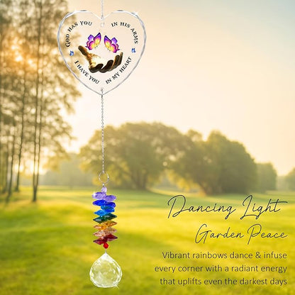Glass Ornament Suncatcher - I Have You in My Heart - Sympathy Gift for Loss of Loved One - Grief Heaven Keepsake - Mother's Day for Mom Dad Sisters Brothers Grandparents