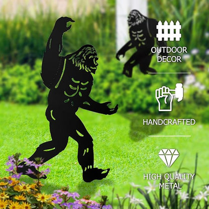 Bigfoot Garden Decor for Outside, Big Foot Silhouette Outdoor Statues, Sasquatch Gardening Gifts for Men/Dad/Women, Metal Yard Art for Lawn, Forests,Outdoor Decorations