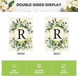 AVOIN colorlife Monogram Letter R Floral House Flag 28x40 Inch Double Sided Outside, Family Last Name Initial Yard Outdoor Decoration
