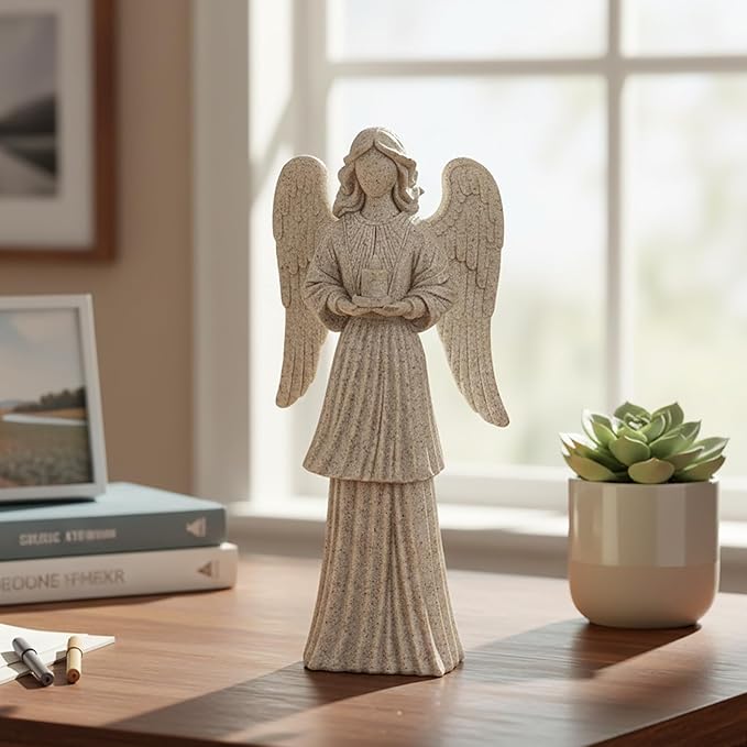 Outdoor Resin Angel Statue, Garden Decor Figurine, 9.06 Inches Tall Angel Garden Sculpture and Statuary, Angel Statue commemorating Spiritual Gifts