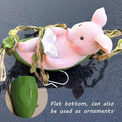 OULIGET Pig Statue Garden Outdoor,Swing Garden Hanging Pig Resin Home Decor,Charmingly Naive Pig Decoration Garden Decor for Patio Yard Lawn Fence Pathway Backyard
