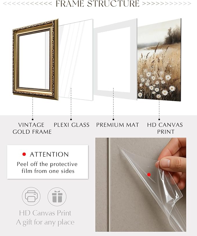 ARPEOTCY Vintage Gold Framed Large Wall Art, Classical Flying Butterflies Painting, Canvas Prints with Antique Picture Frame, Victorian Wall Decor for Nursery Living Room Bedroom 16x24 inch