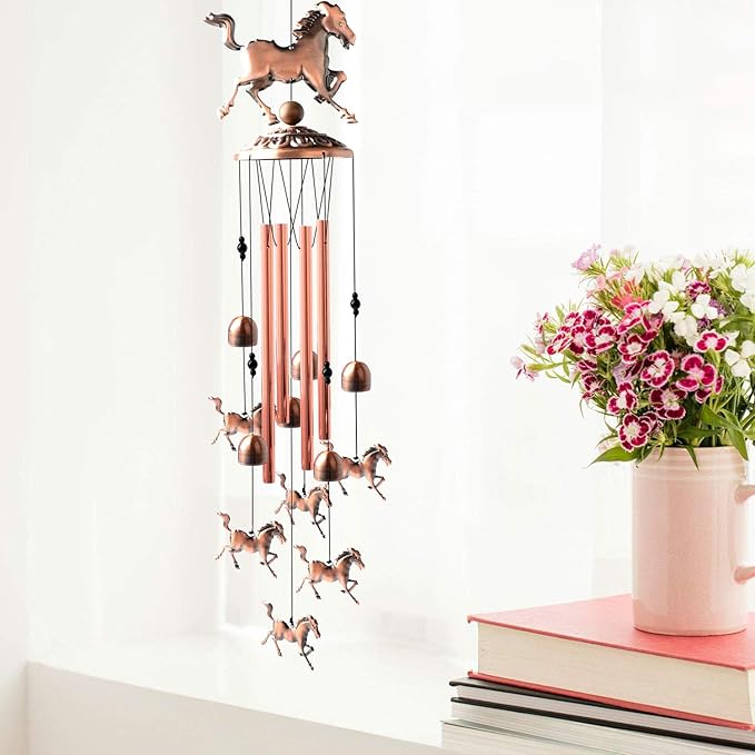 Horse Wind Chimes Outdoor, for Women,Horse Lover Birthday Gifts for Men/Mom/Grandma Metal WindChimes Outside/Indoors, Lawn, Patio, Garden Decor, Yard Decorations