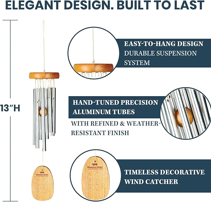 Woodstock Chimes Signature Collection, Little Gregorian Chime, 13'' Inspirational and Memorial Wind Chimes for Outdoor, Patio, Home or Garden Décor (GLS)