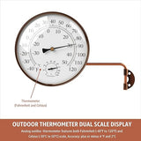 6-Inch Outdoor Thermometer and Humidity Gauge, Window Thermometer for Outside Temperature and Humidity Monitor, Brass Analog Dial, Battery-Free for Patio, Garage, Greenhouse, Garden, Wall