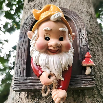 Climbing Gnomes Tree Faces Decor Outdoor for Yard - Cute Gnome Garden Statue Art Resin Dwarf Sculpture for Outdoor Decoration Ornaments