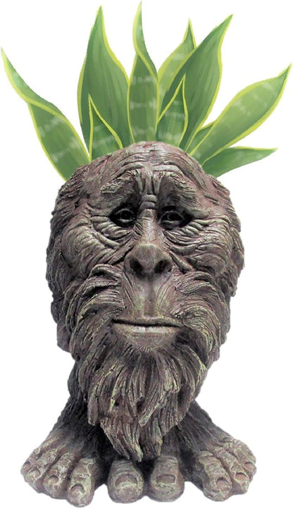 SUNGUARD 13 in. Sasquash Bigfoot Yeti Muggly Face Statue Planter Hold 5" Pot in Stone Wash