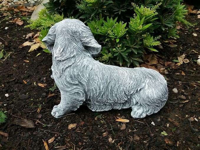 Outdoor Garden Dachshund Dog Statue Concrete Dachshund Dog Figurine Detailed Puppy Sculpture