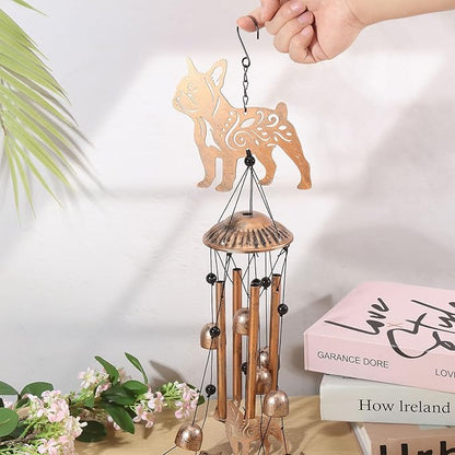 ORIGACH Dog Wind Chimes for Outside Bulldog Metal Wind Chime Birthday Gifts Memorial Gifts for Women Men Mom Grandma Wife Friends Wind Chimes for Outdoor, Indoor, Home and Garden Decorations