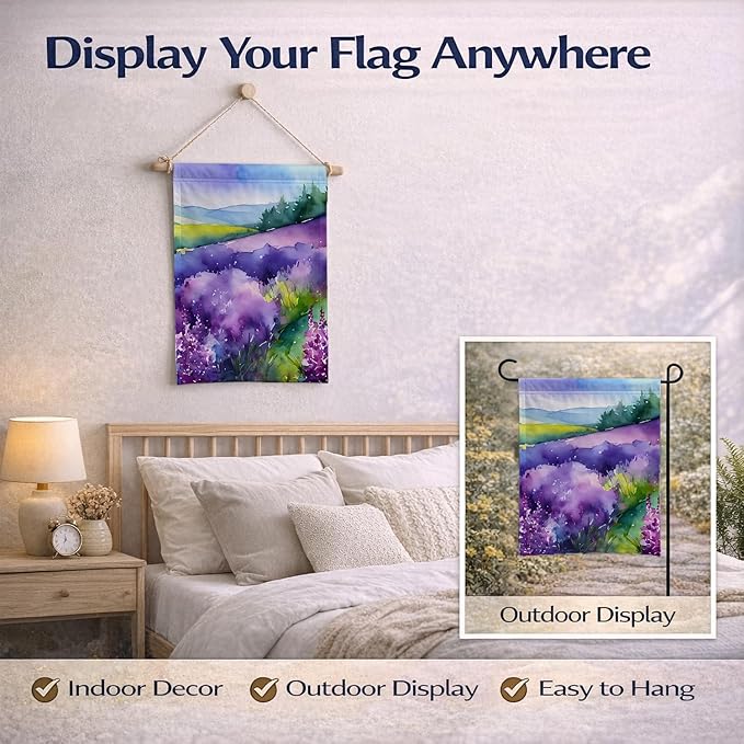 Caroline's Treasures New Hampshire Purple Lilac in Watercolor Garden Flag Mailbox Flag Decorative Yard Flag Banner Outside Patio Artwork Yard Flower Beds, Garden Size, Multicolor