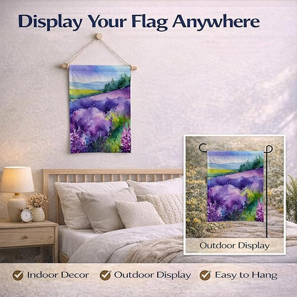 Caroline's Treasures New Hampshire Purple Lilac in Watercolor Garden Flag Mailbox Flag Decorative Yard Flag Banner Outside Patio Artwork Yard Flower Beds, Garden Size, Multicolor